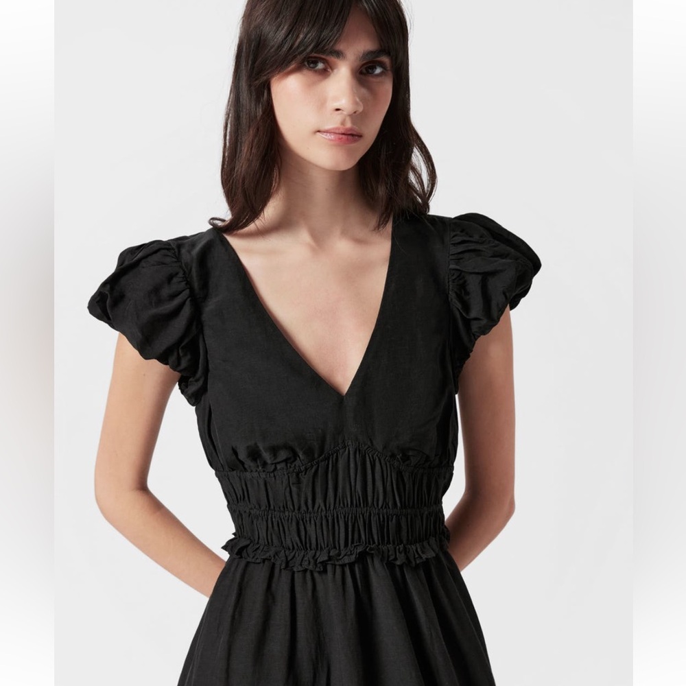 & Other Stories Elegant Black Puff Sleeve Dress